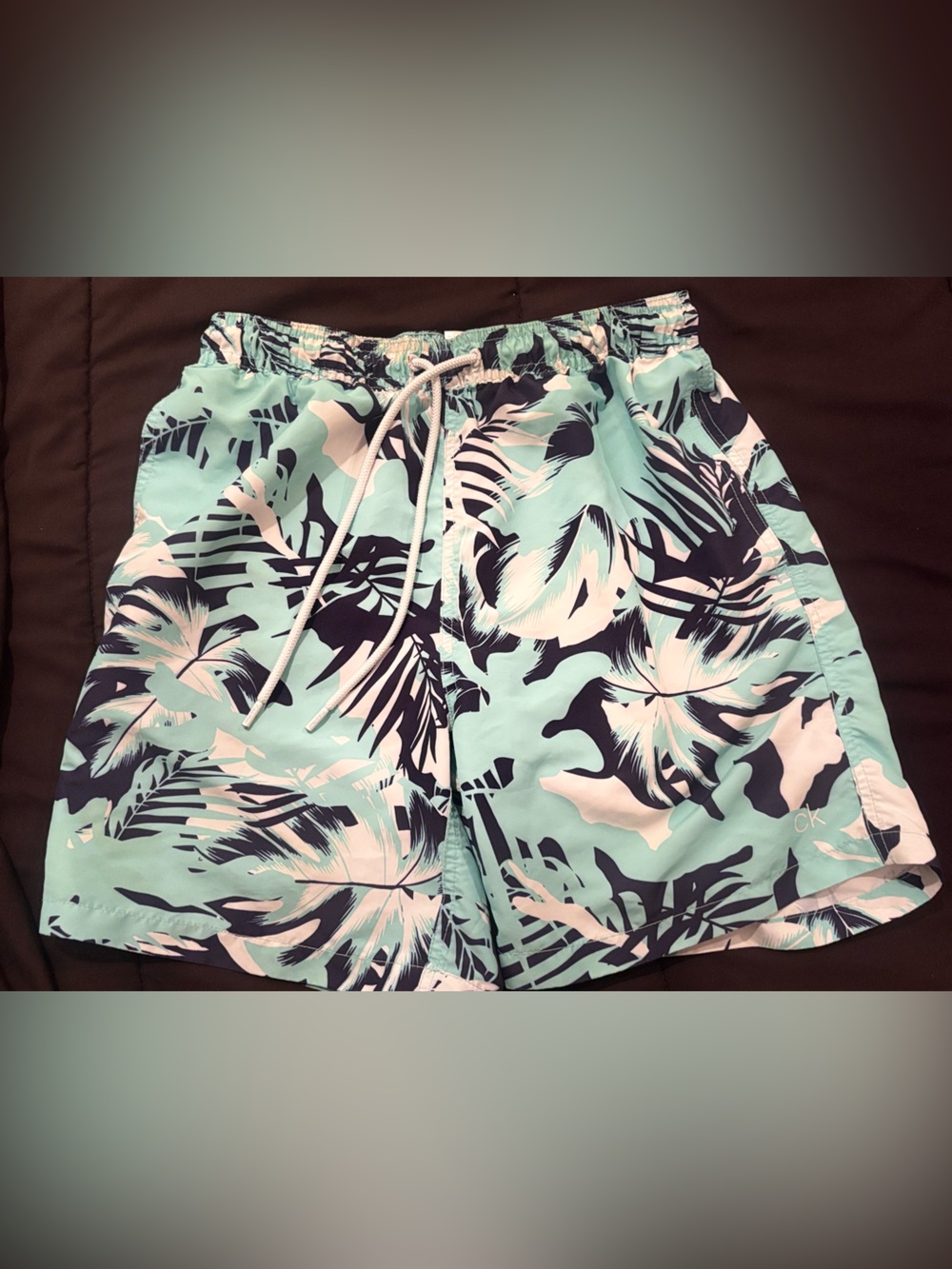 Calvin Klein Aqua, Navy & White Tropical Swim Shorts